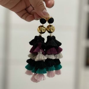 Multicolored Baublebar tassel earring.